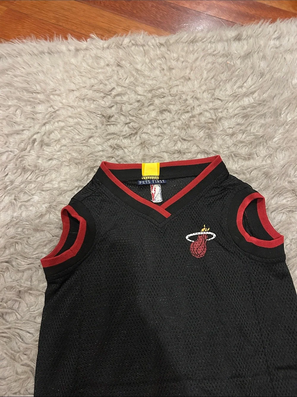 Pets First Black & Red Miami Heat Basketball Dog Jersey